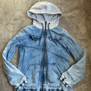 Volcom Blue Denim Hooded Jacket